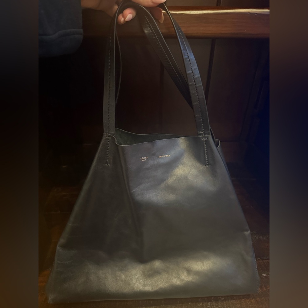 Authentic Celine Black Lambskin Leather Tote